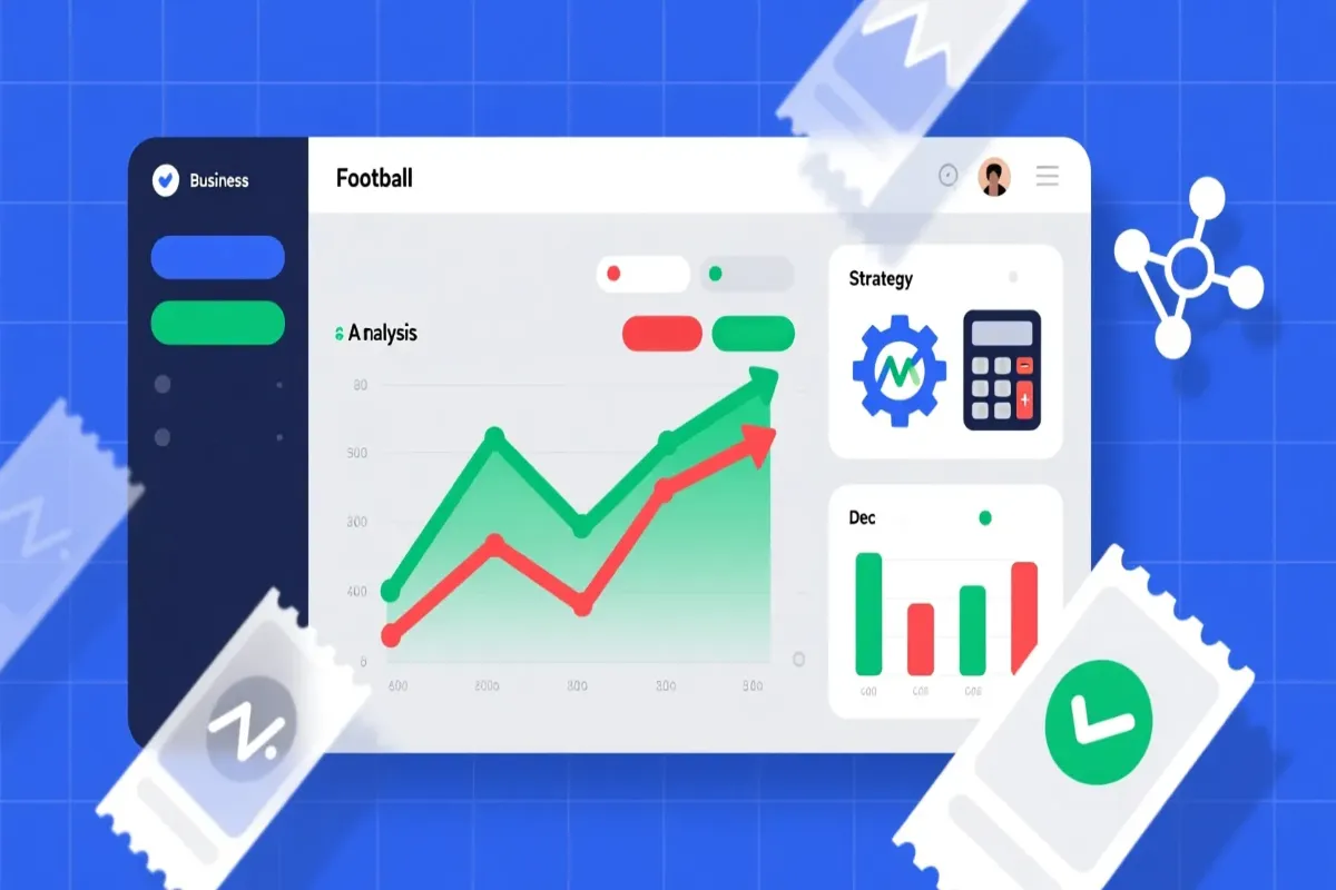 Modern betting strategy dashboard showing statistical analysis charts, odds comparison graphs, and data-driven decision making tools for football betting