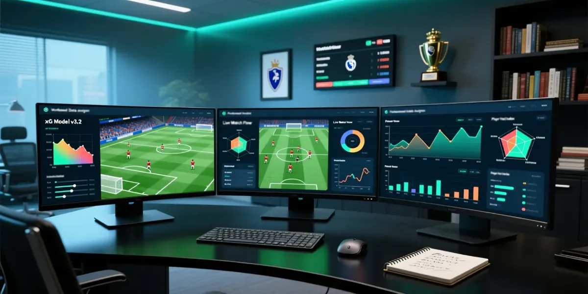 Football analytics dashboard with xG statistics and data visualizations