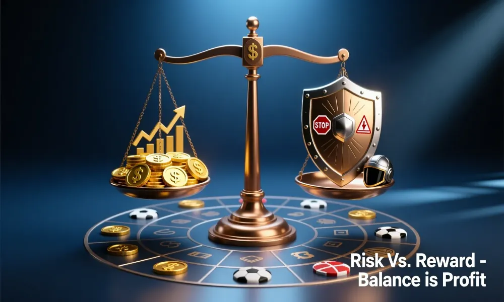Balance scale showing equilibrium between risk and bankroll protection in sports betting