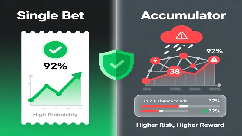 Comparison between single bets and parlay betting strategies